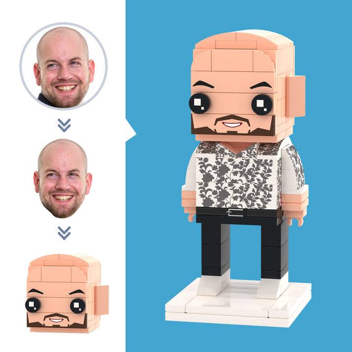 Customized Head Floral Shirt Figures Small Particle Block Toy Customizable Brick Art Gifts