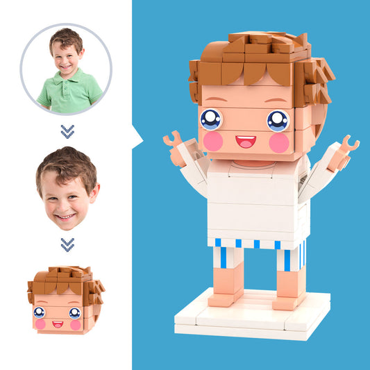 Customized Head White T-shirt Figures Small Particle Block Toy Customizable Brick Art Gifts