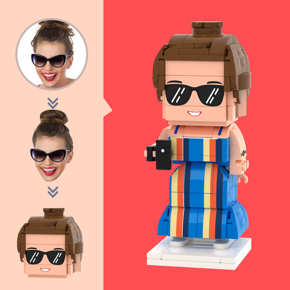 Customized Head Skirt Figures Small Particle Block Toy Customizable Brick Art Gifts for Casual