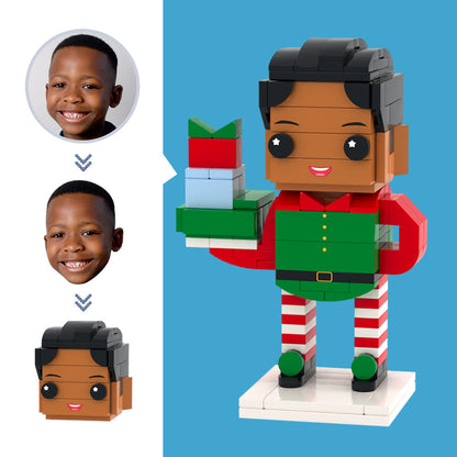 Customized Head Christmas Elf Figures Small Particle Block Toy Customizable Brick Art Gifts