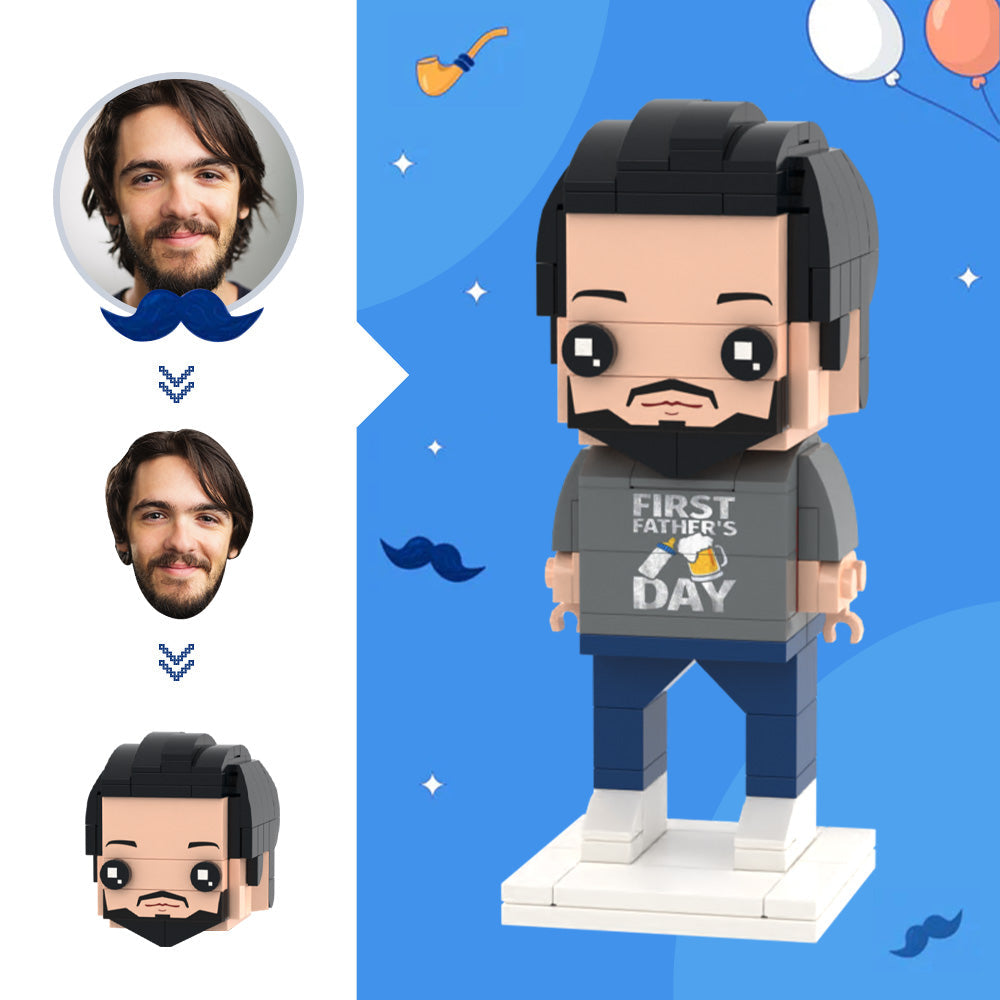 First Father's Day Gifts Custom Head Brick Figures Father's Day Brick Figures Small Particle Block Toy