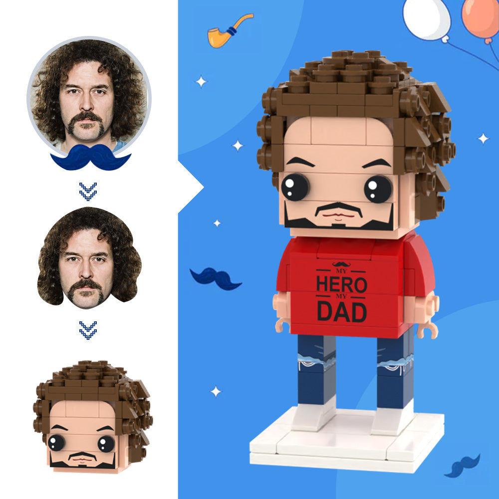 Gifts for Dad Custom Head Brick Figures My Hero Dad Brick Figures Small Particle Block Toy