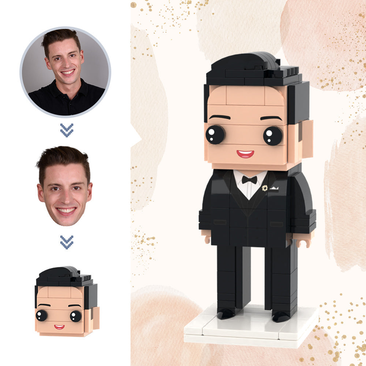 Wedding Gifts Black Suit Brick Figures Custom Head Brick Figures Small Particle Block Toy