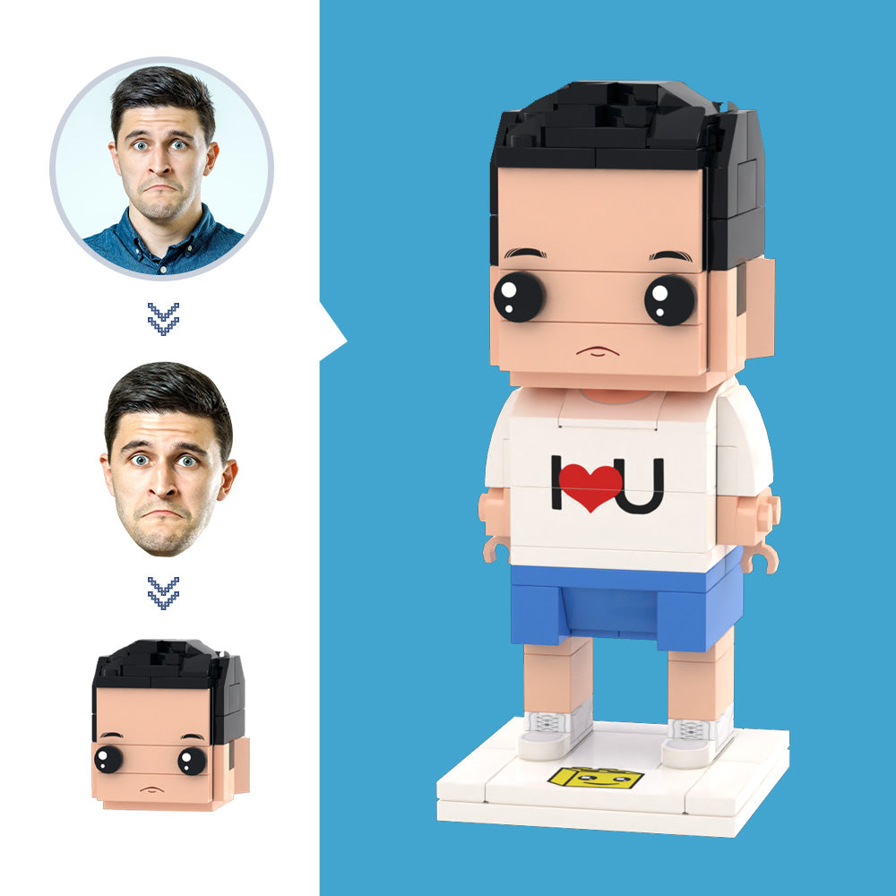 Customized Head I LOVE U Brick Figures Small Particle Block Toy Customizable Brick Art Gifts for Her