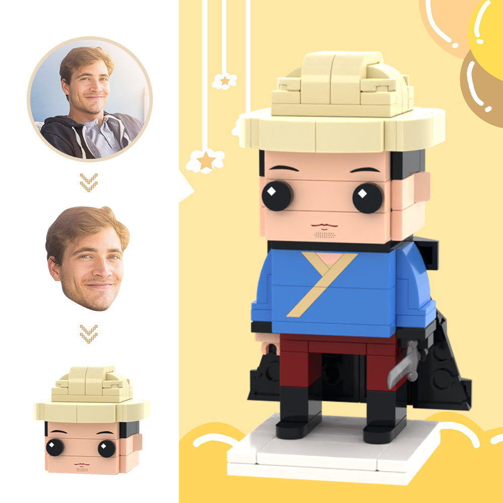 Custom Head Brick Figures Personalized Swordsman Brick Figures Small Particle Block Toy