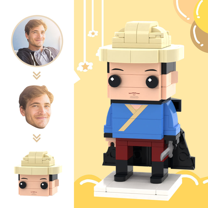 Custom Head Brick Figures Personalized Swordsman Brick Figures Small Particle Block Toy