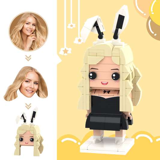 Custom Head Brick Figures Personalized Bunny Girl Brick Figures Small Particle Block Toy