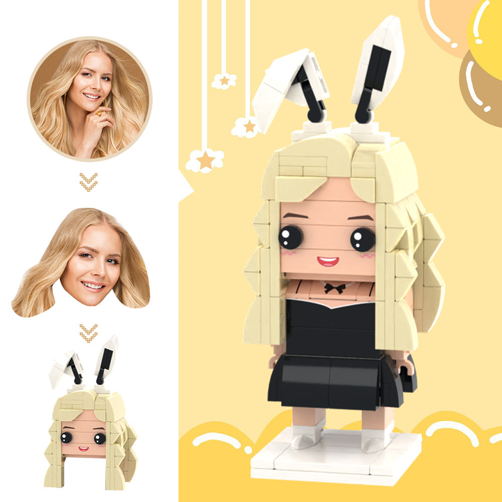 Custom Head Brick Figures Personalized Bunny Girl Brick Figures Small Particle Block Toy