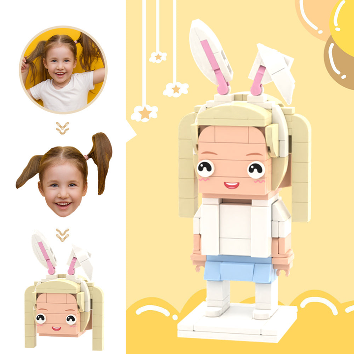 Custom Head Brick Figures Personalized Rabbit Brick Figures Small Particle Block Toy