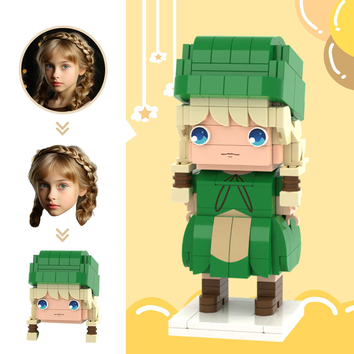 Custom Head Brick Figures Personalized Elf Brick Figures Small Particle Block Toy