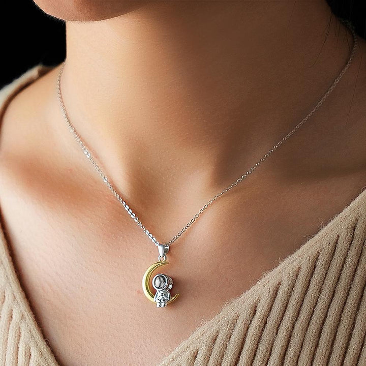 Custom Projection Necklace Astronaut Space Moon Star Couple Gifts