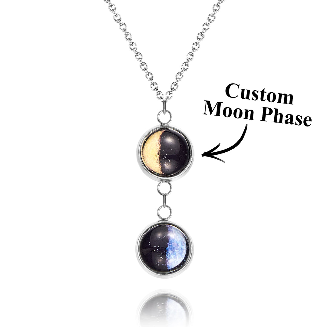 Custom Double Moon Phase Necklace Luminous Necklace Gift for Her
