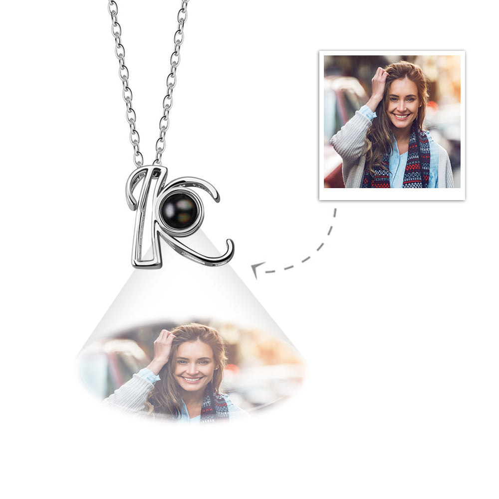 A-Z 26 Letters Custom Projection Necklace 925 Sterling Silver