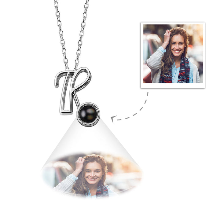 A-Z 26 Letters Custom Projection Necklace 925 Sterling Silver
