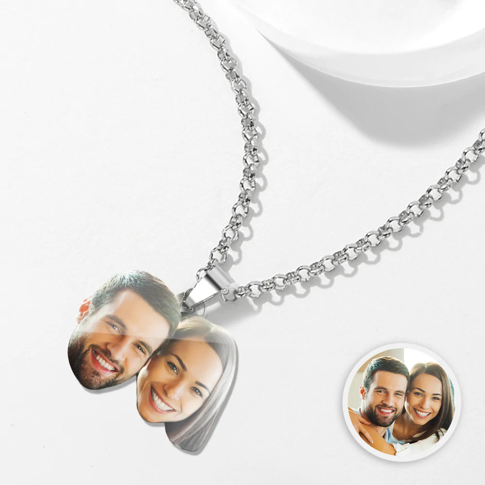 Custom Face Couple Necklace Personalized Shaped Acrylic Necklace