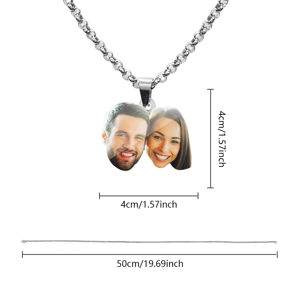 Custom Face Couple Necklace Personalized Shaped Acrylic Necklace