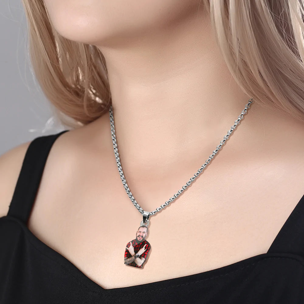 Custom Face Couple Necklace Personalized Shaped Acrylic Necklace