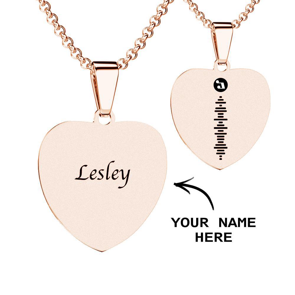 Scannable Code Necklace Engraved Heart Photo Necklace -Best Gifts for Your Lover