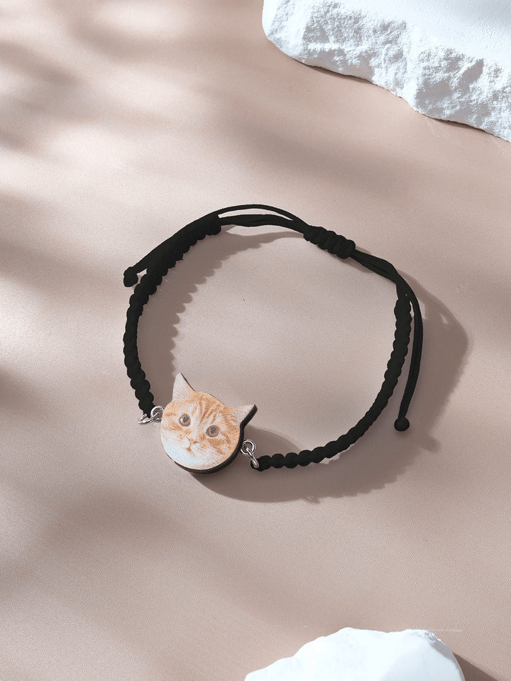 Personalized Pet Portrait Adjustable Braided Bracelet Birthday Gift for Pet Lover