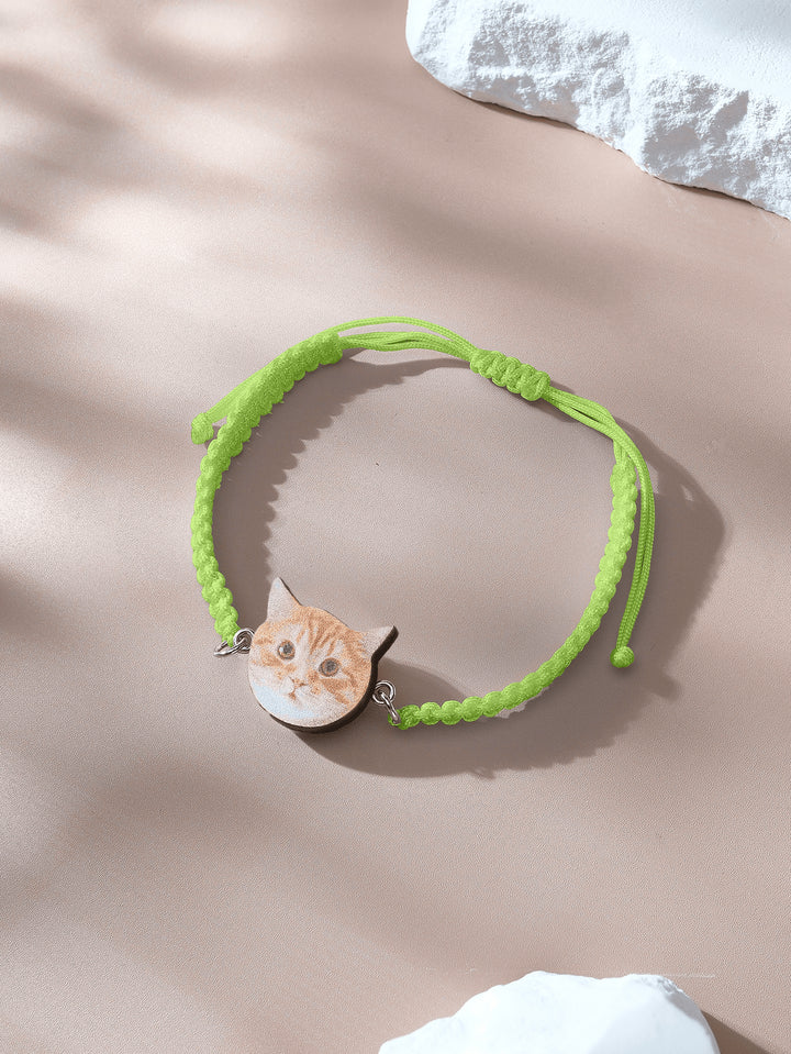 Personalized Pet Portrait Adjustable Braided Bracelet Birthday Gift for Pet Lover