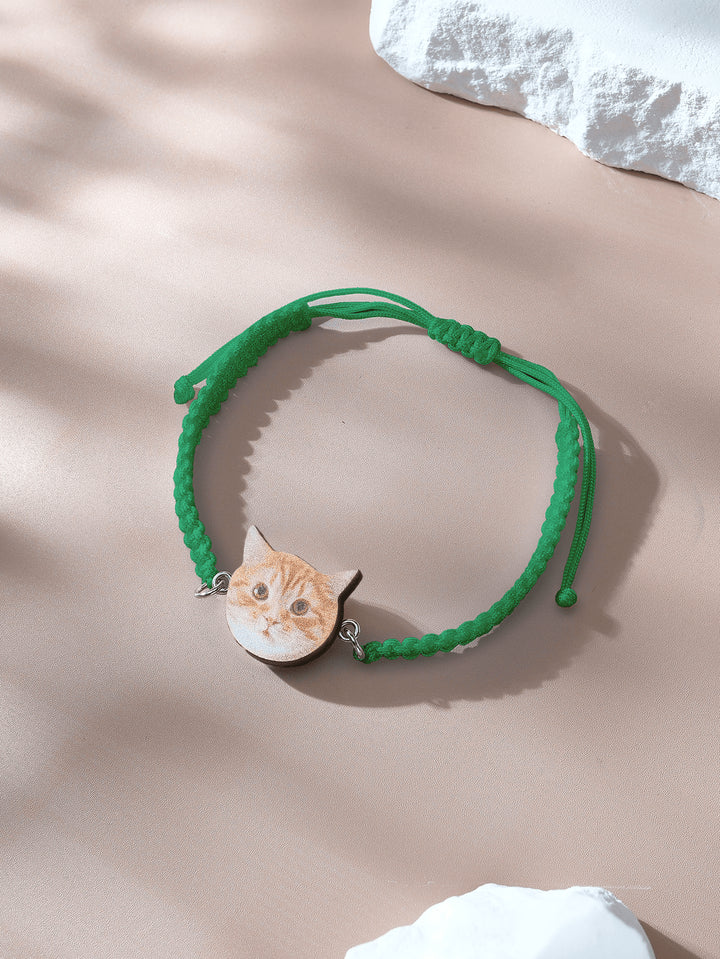Personalized Pet Portrait Adjustable Braided Bracelet Birthday Gift for Pet Lover