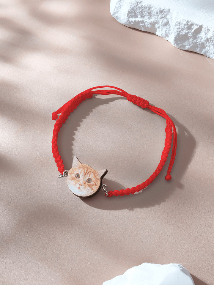 Personalized Pet Portrait Adjustable Braided Bracelet Birthday Gift for Pet Lover
