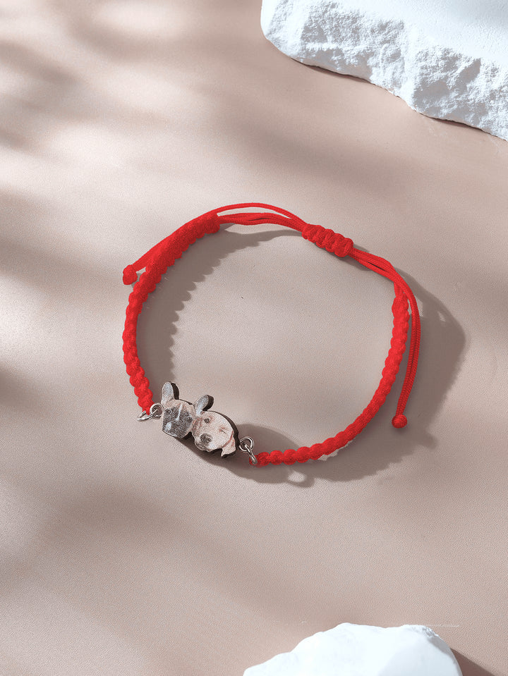 Personalized Pet Portrait Adjustable Braided Bracelet Birthday Gift for Pet Lover