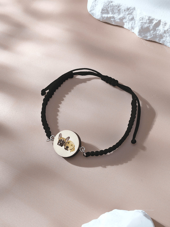 Personalized Pet Portrait Adjustable Braided Bracelet Birthday Gift for Pet Lover