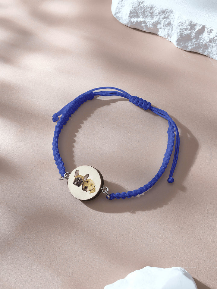 Personalized Pet Portrait Adjustable Braided Bracelet Birthday Gift for Pet Lover