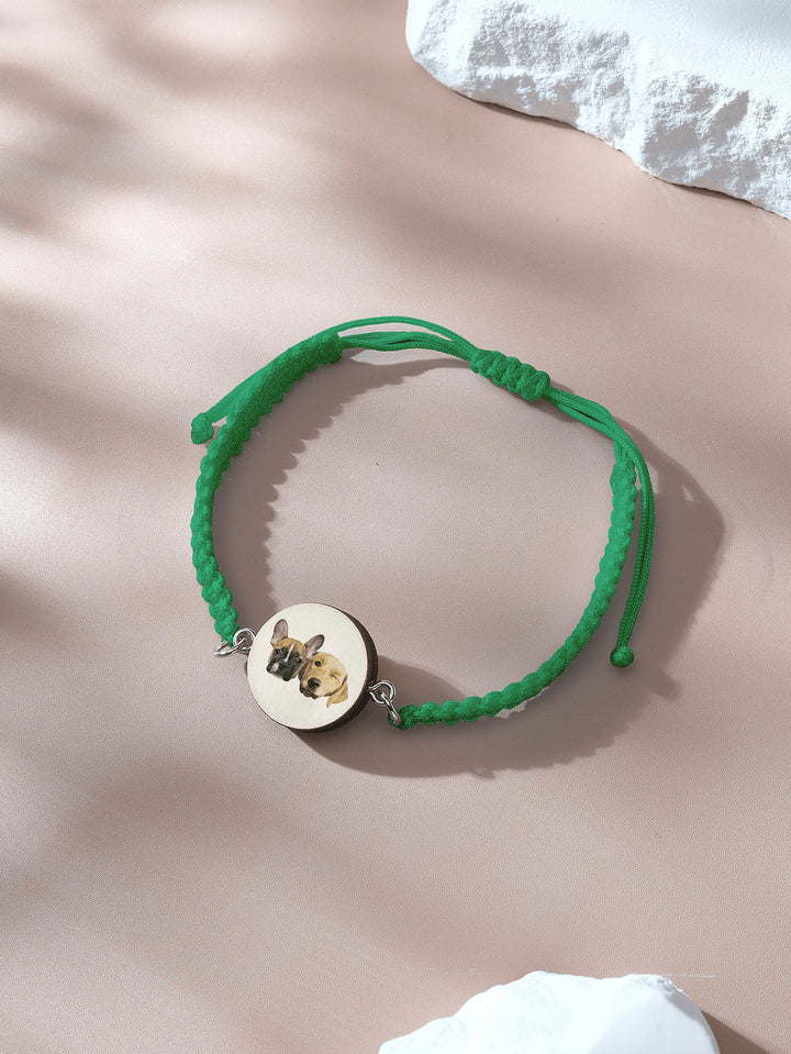 Personalized Pet Portrait Adjustable Braided Bracelet Birthday Gift for Pet Lover