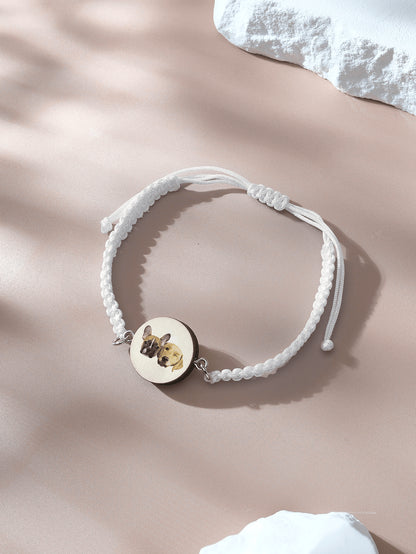 Personalized Pet Portrait Adjustable Braided Bracelet Birthday Gift for Pet Lover