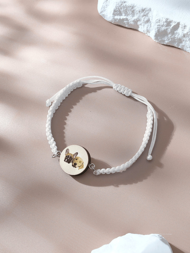 Personalized Pet Portrait Adjustable Braided Bracelet Birthday Gift for Pet Lover