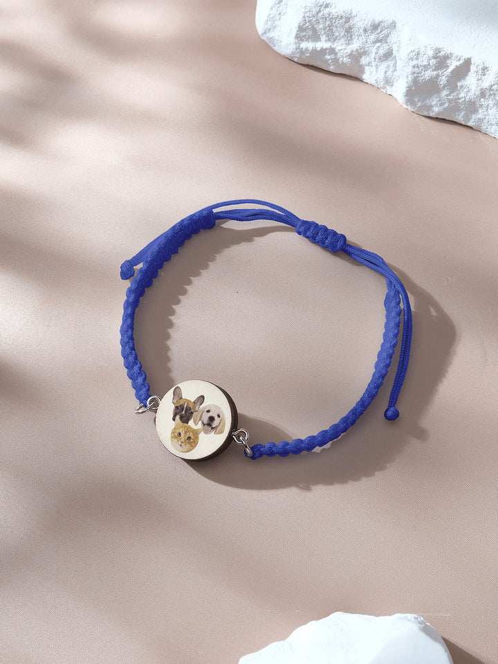 Personalized Pet Portrait Adjustable Braided Bracelet Birthday Gift for Pet Lover