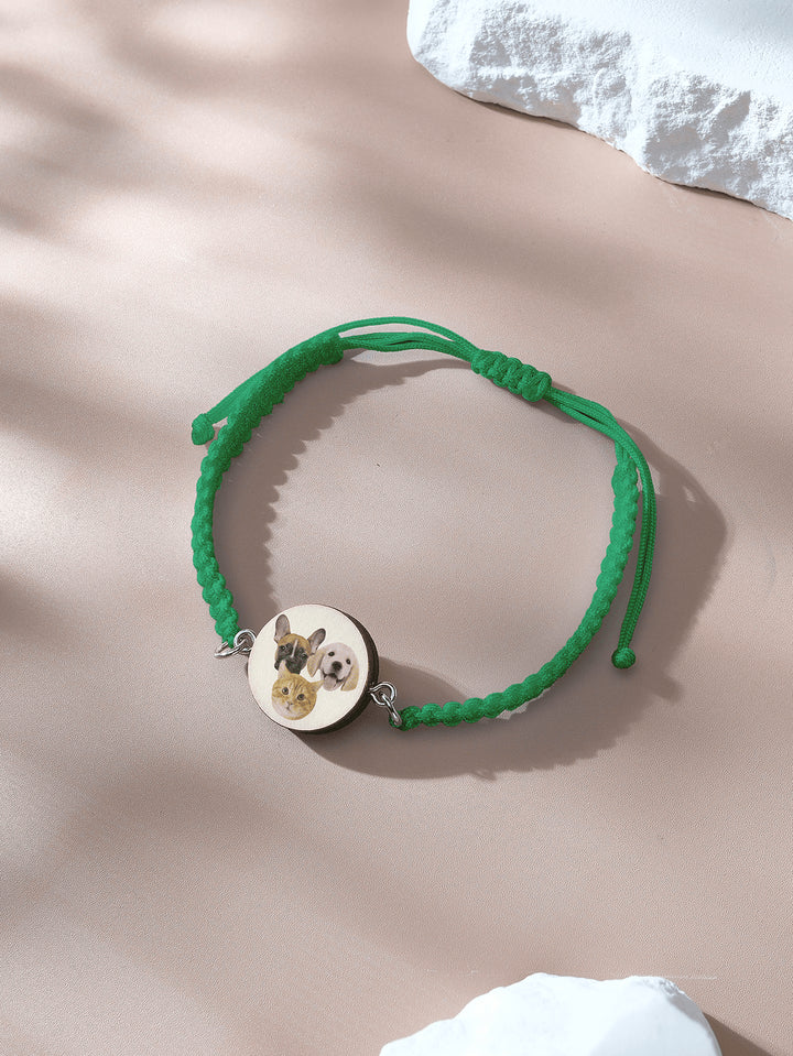 Personalized Pet Portrait Adjustable Braided Bracelet Birthday Gift for Pet Lover