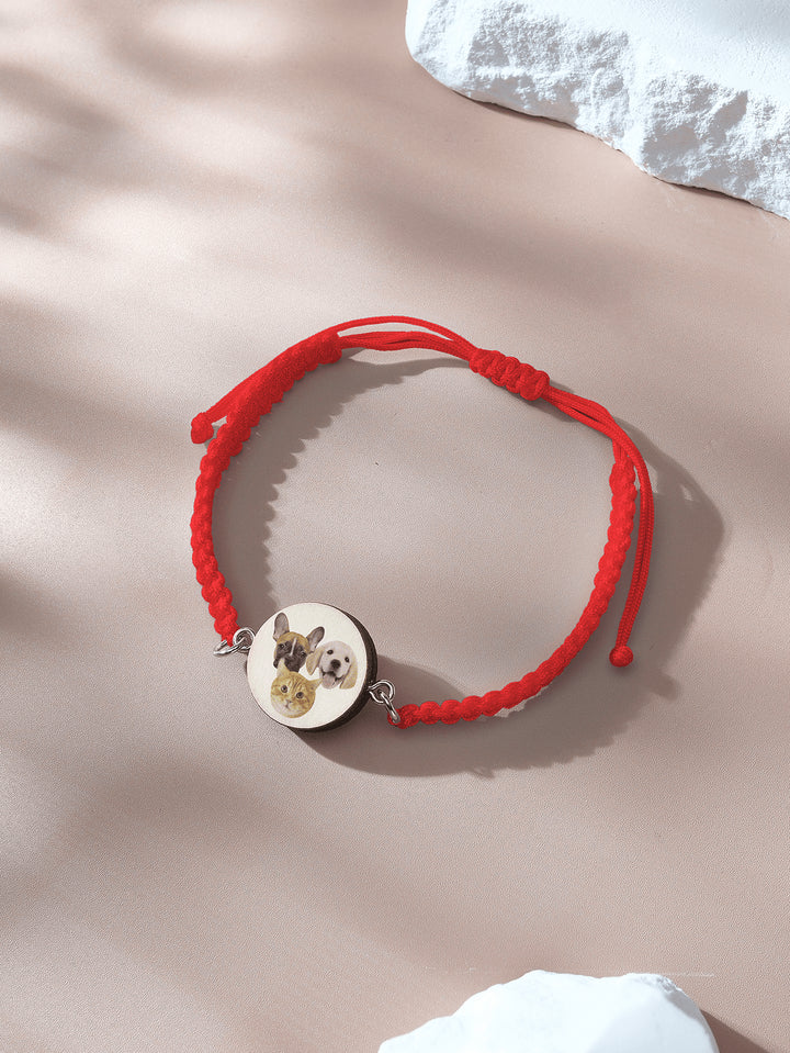 Personalized Pet Portrait Adjustable Braided Bracelet Birthday Gift for Pet Lover