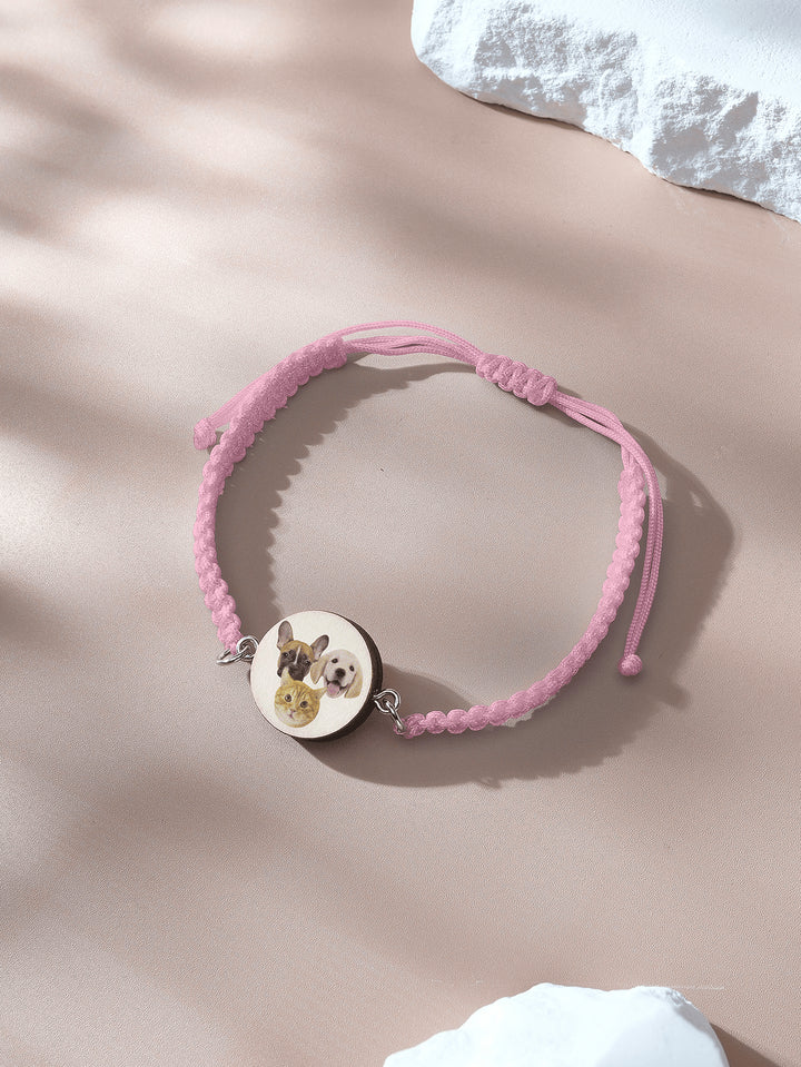 Personalized Pet Portrait Adjustable Braided Bracelet Birthday Gift for Pet Lover