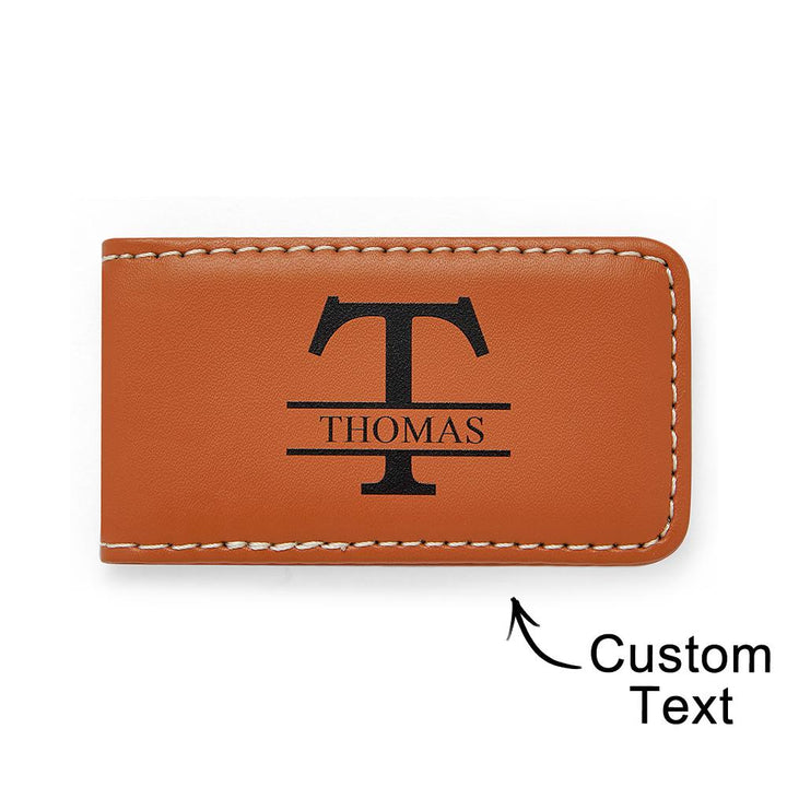 Gifts For Him Husband Gift Mens Leather Wallet Money Clip Custom Money Clip Gifts For Him