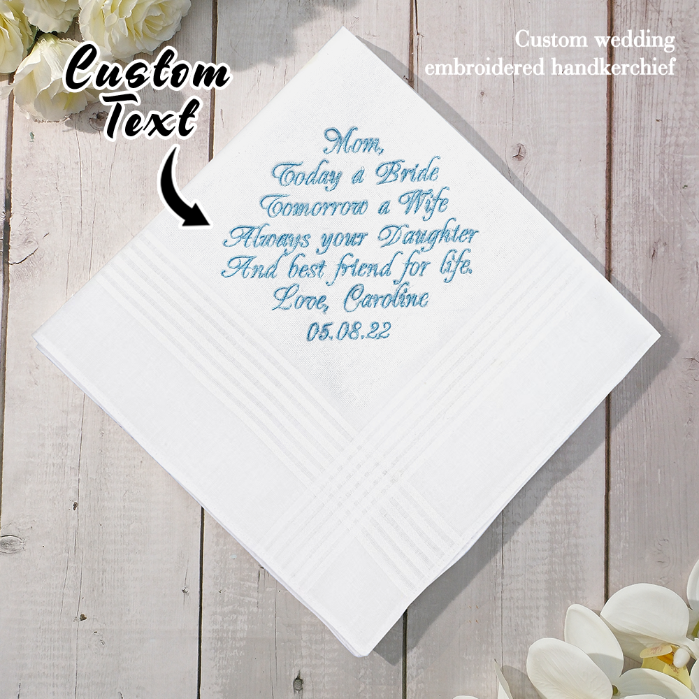 Personalized Wedding Handkerchief Embroidered Hankies Gifts for Mother of the Bride