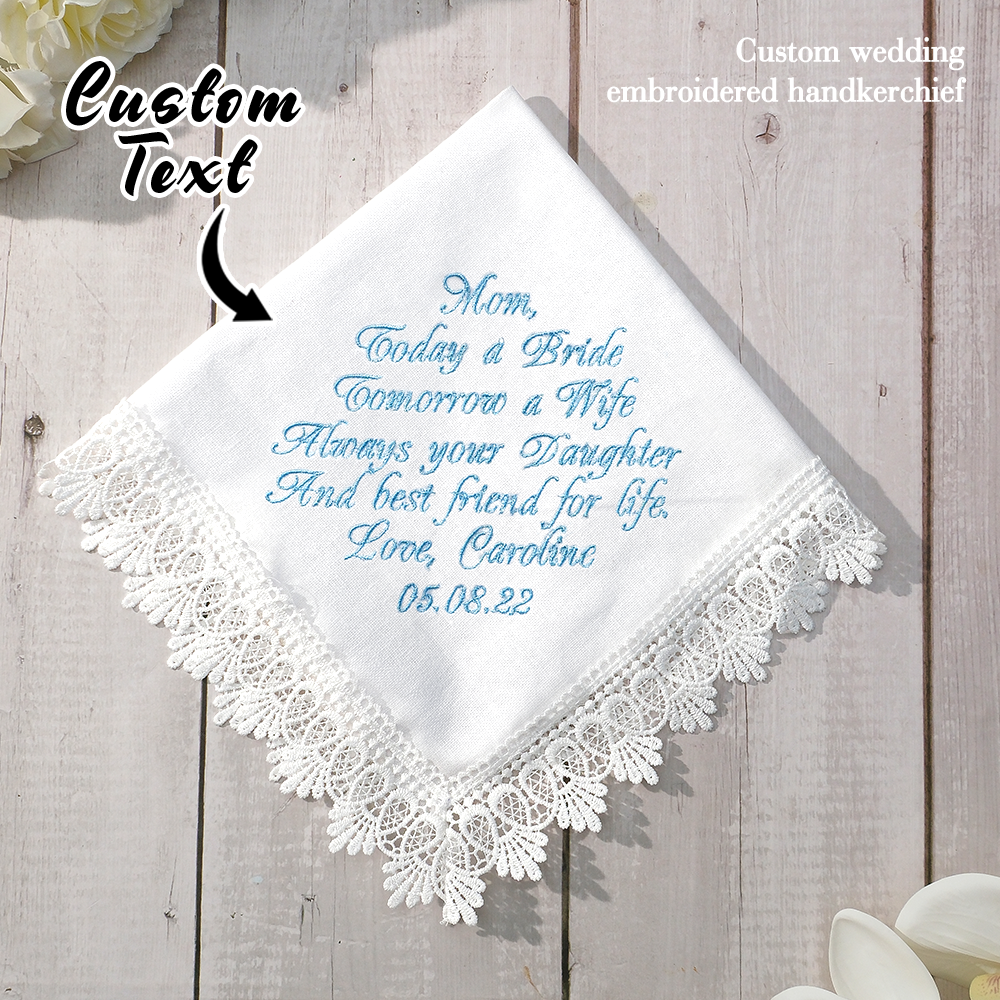 Personalized Wedding Handkerchief Embroidered Hankies Gifts for Mother of the Bride