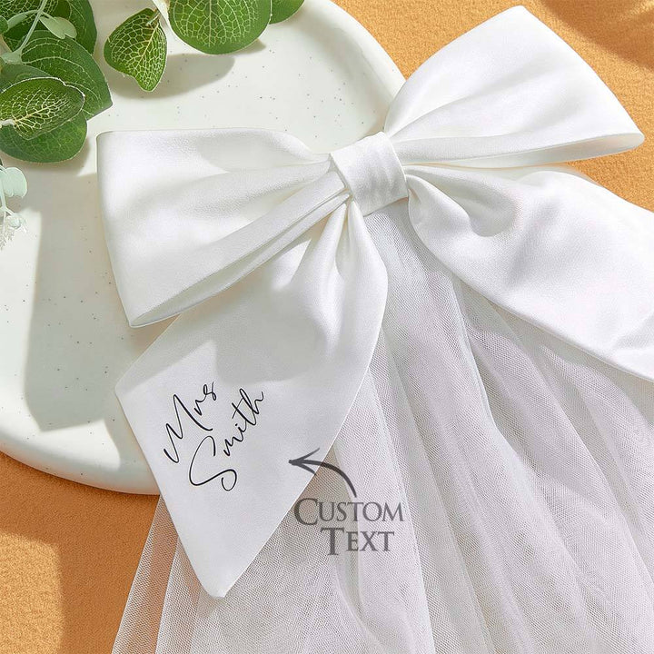 Personalized Bridal Veil Bow Clip Gift for Bride