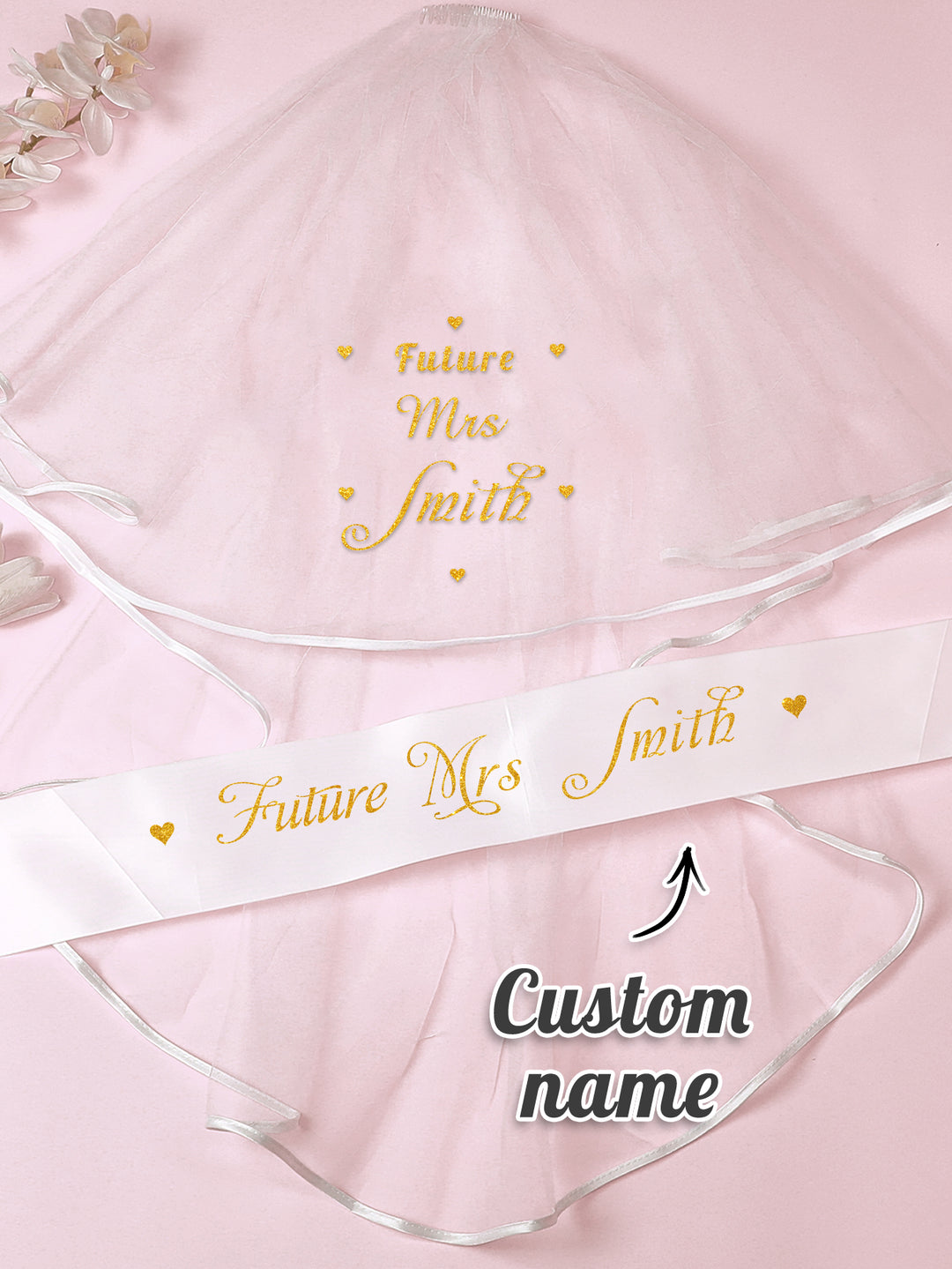 Personalized Bride Veil Sash Set Bride to be Veil Hen Party Accessories