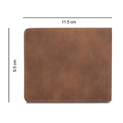 Men's Bifold Custom Inscription Photo Engraved Wallet - Brown Leather
