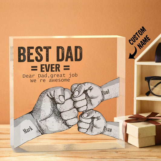 Custom Engraved Father's Day Crystal Ornaments Best Dad Ever Commemorate Gifts