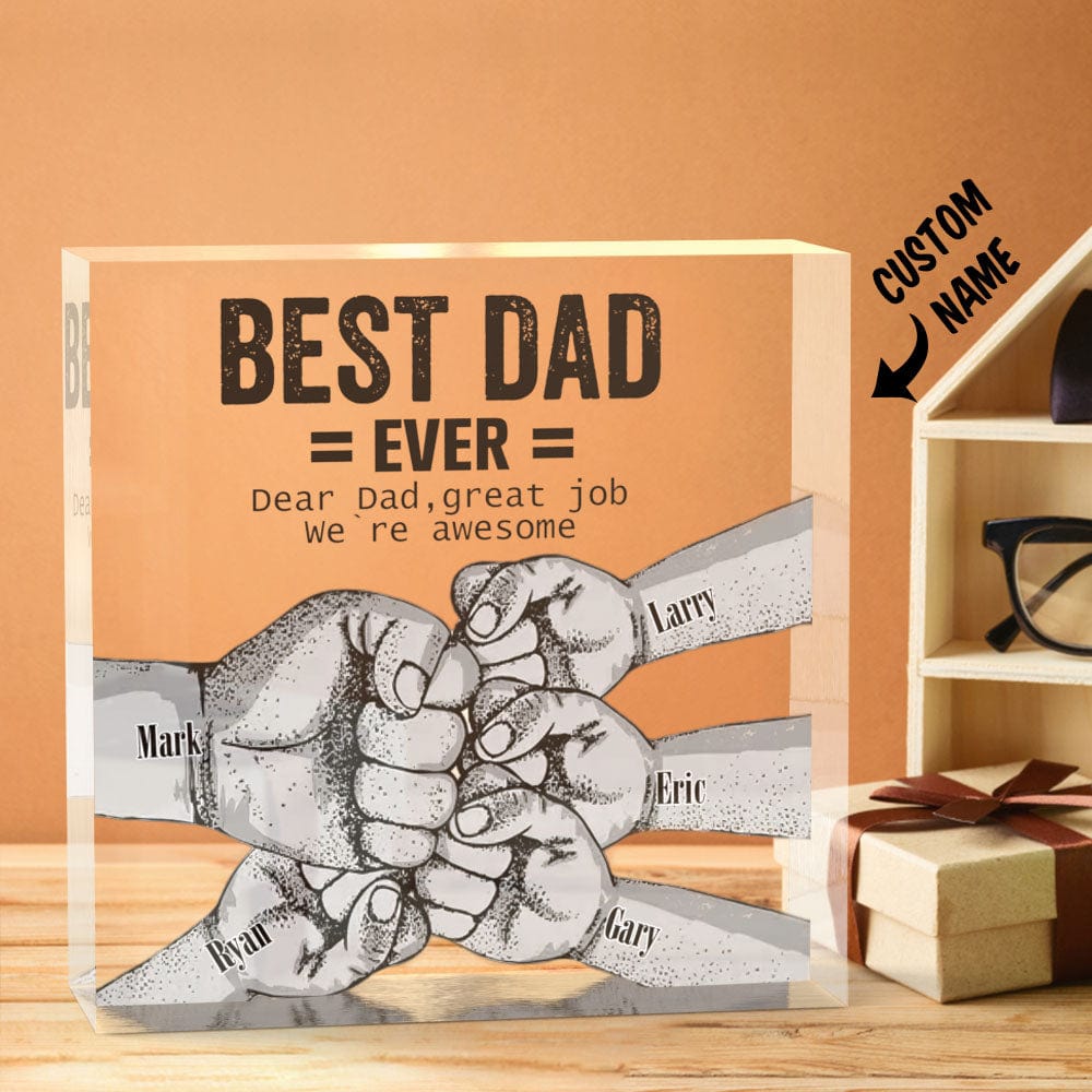 Custom Engraved Father's Day Crystal Ornaments Best Dad Ever Commemorate Gifts