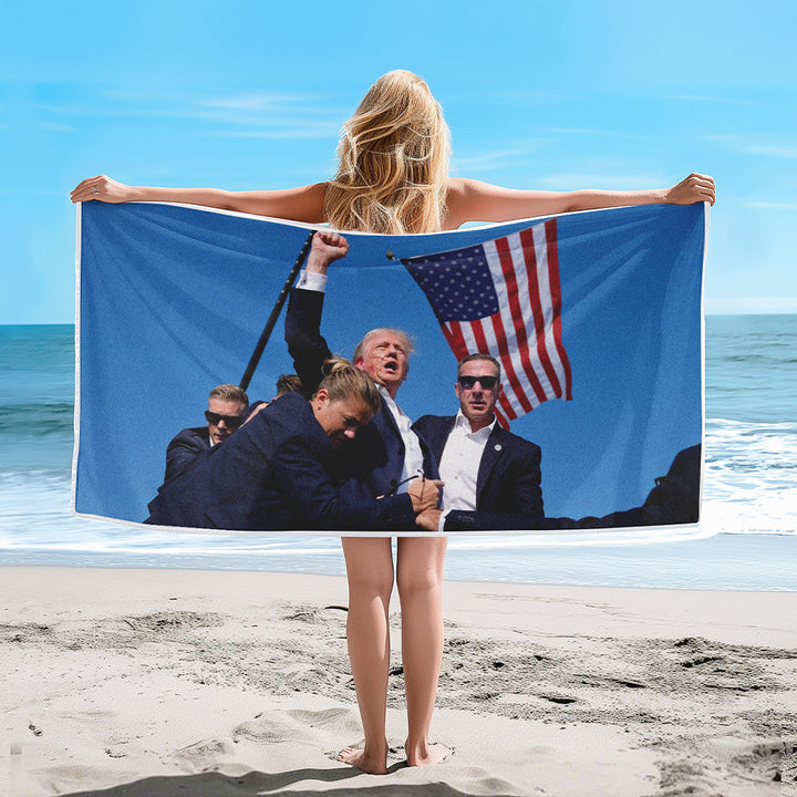 Fight! Trump Shot 2024 Beach Towel – Bold and Memorable Design for Your Summer Adventures
