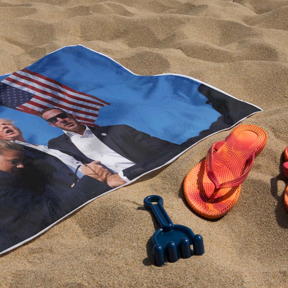Fight! Trump Shot 2024 Beach Towel – Bold and Memorable Design for Your Summer Adventures