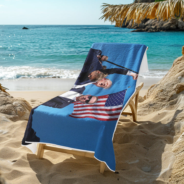 Fight! Trump Shot 2024 Beach Towel – Bold and Memorable Design for Your Summer Adventures