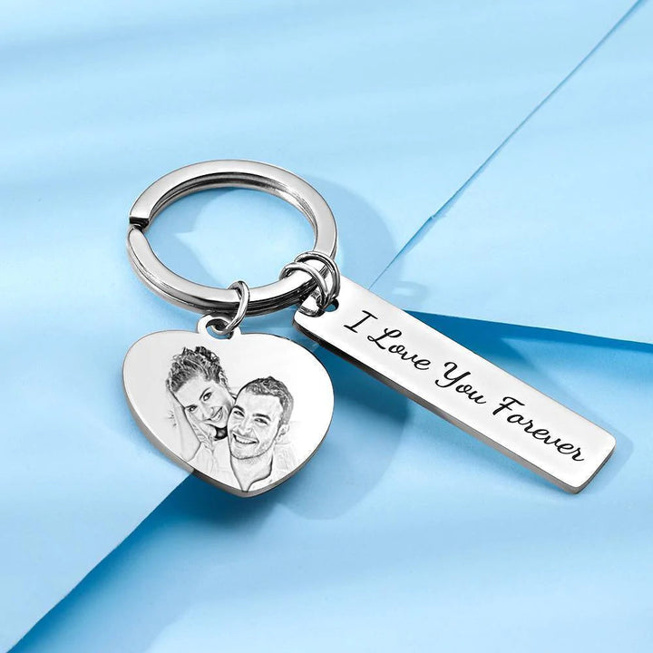 Custom Photo Keyring Personalized Gift With Engraved Stainless Steel