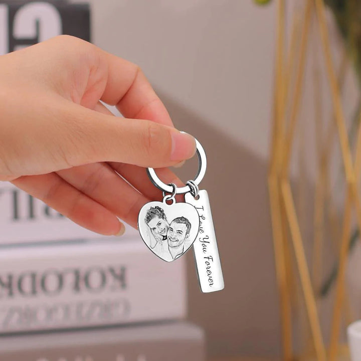 Custom Photo Keyring Personalized Gift With Engraved Stainless Steel