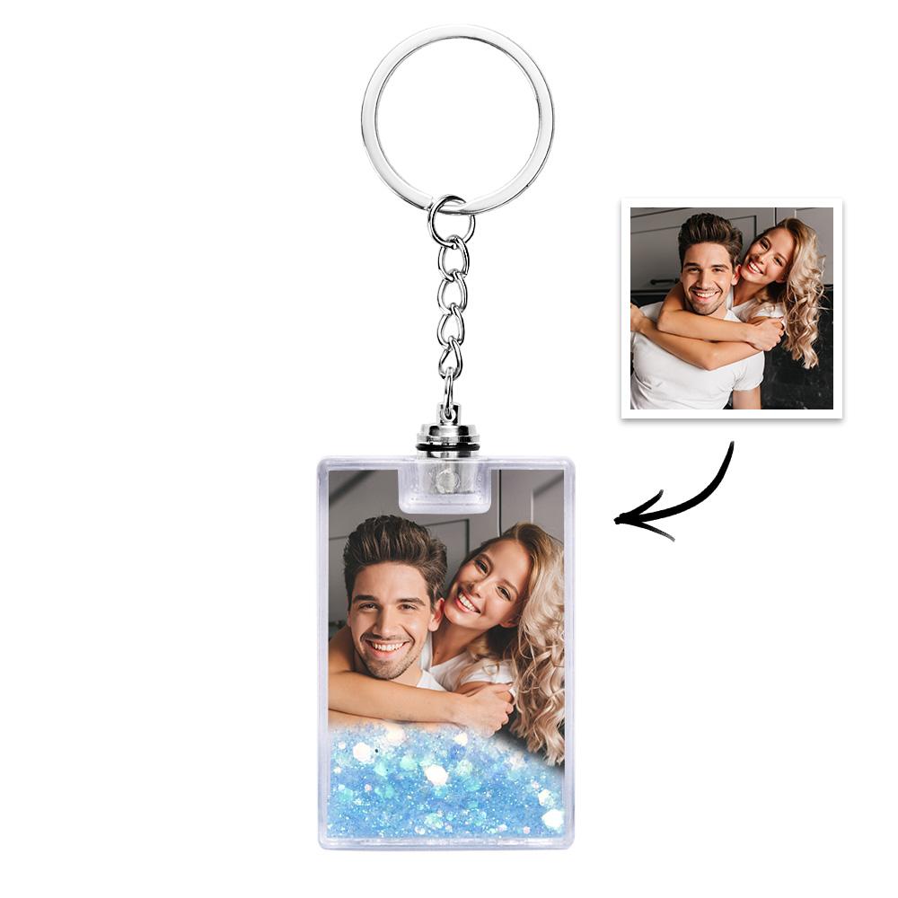 Custom Photo Illuminated Quicksand Keychain Personalized Flowing Sand Gift for Birthday Anniversary